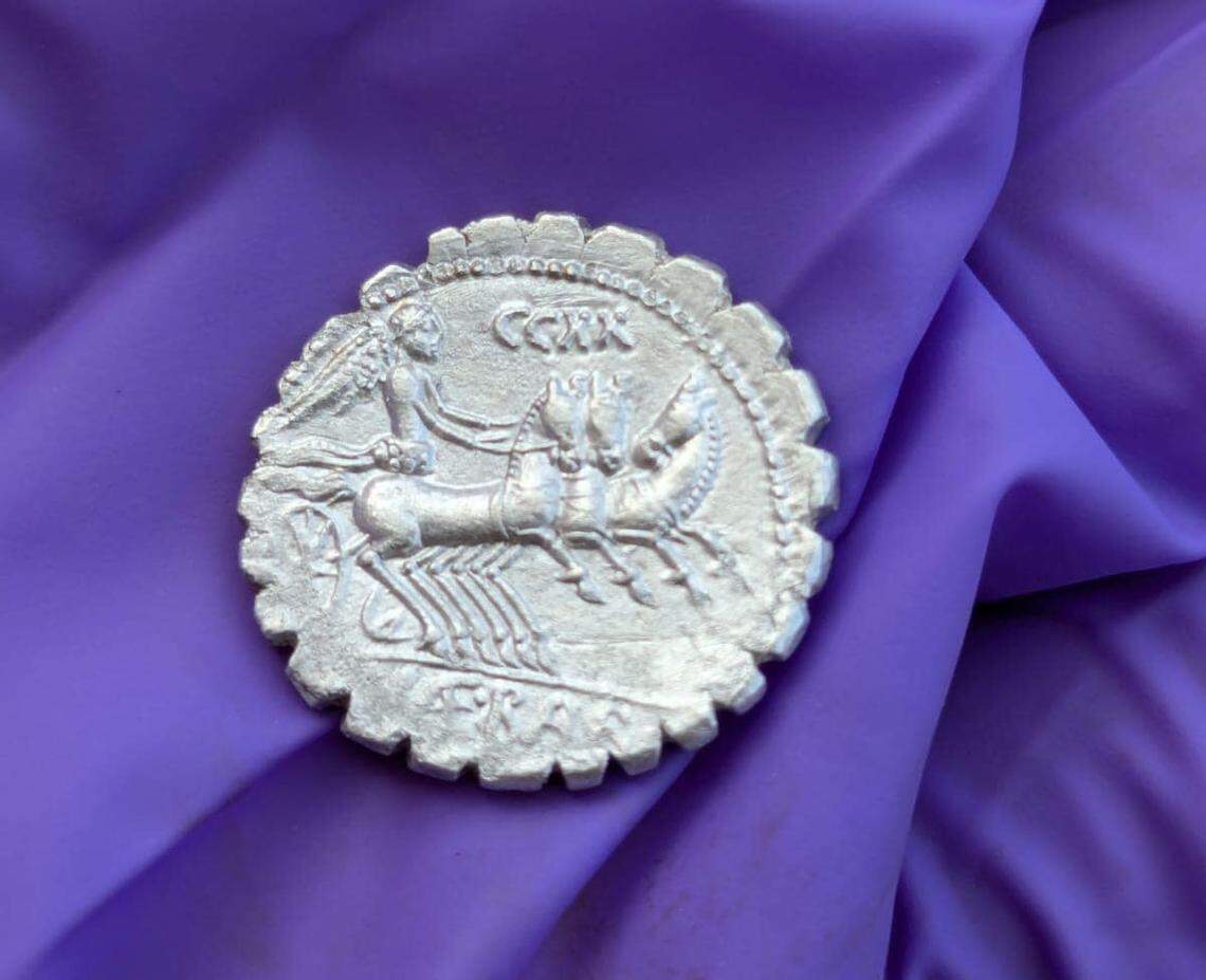 The back of an ancient Roman coin found in Pantelleria.