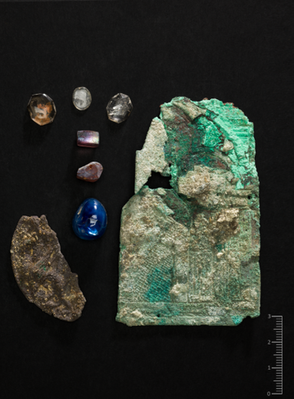 The plate, medallion and glass beads linked to the cathedral’s lost reliquary.