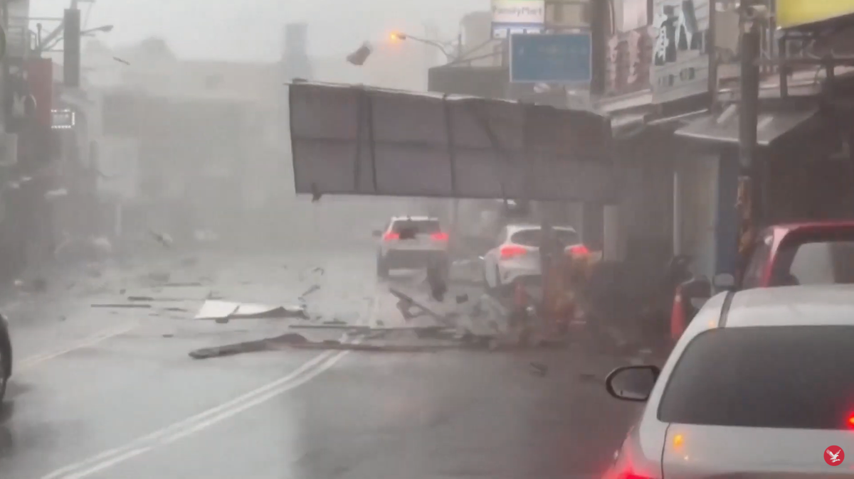 Record-breaking winds and rain ripped across southern Taiwan. Videos show the damage left by Typhoon Koinu.