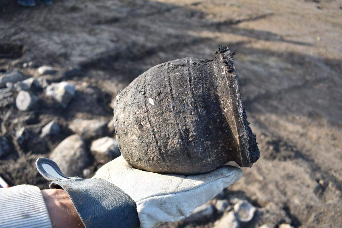 A medieval pot unearthed at the site.