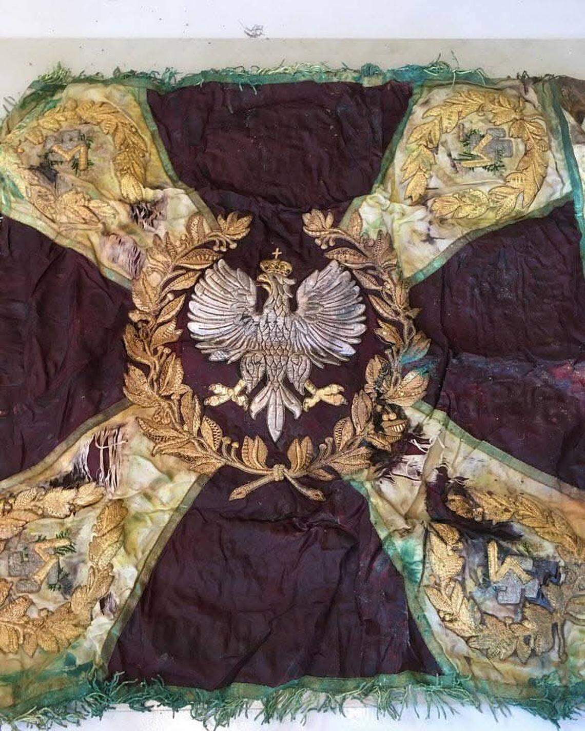 The underside of the banner from Poland’s 4th Podhale Riflemen Regiment found near Zielone.
