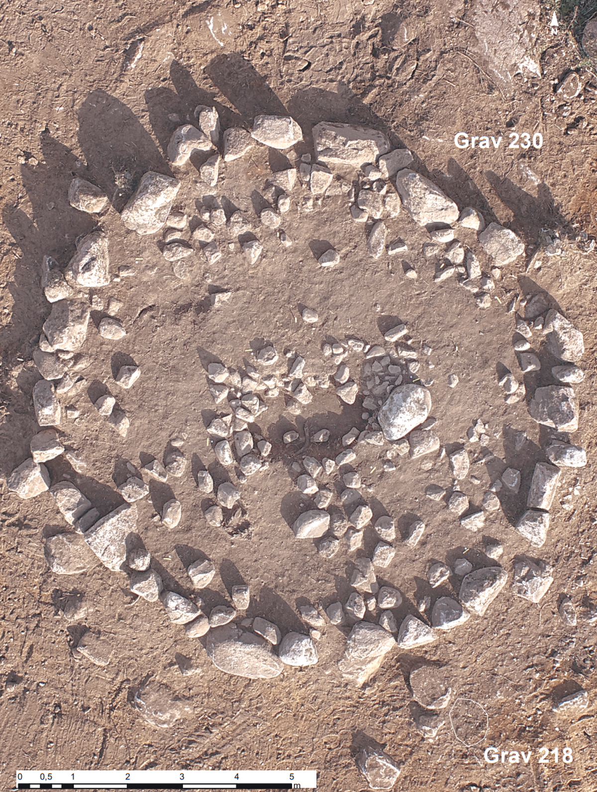 An aerial view of the Viking-era grave found in Linköping.