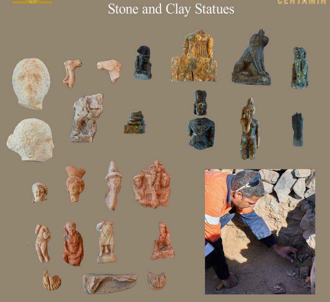 Some ancient statues found at the Sukari site.