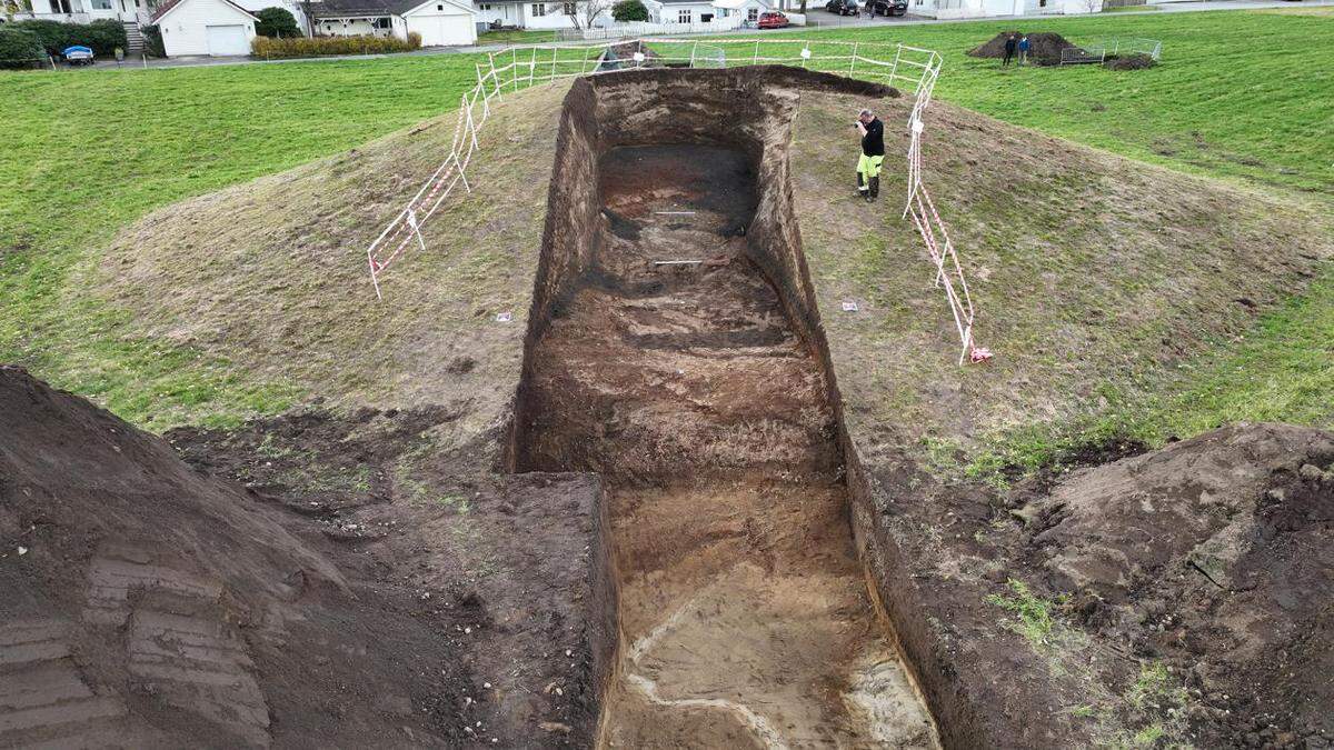 The Myklebust Ship mound as seen during recent excavation.