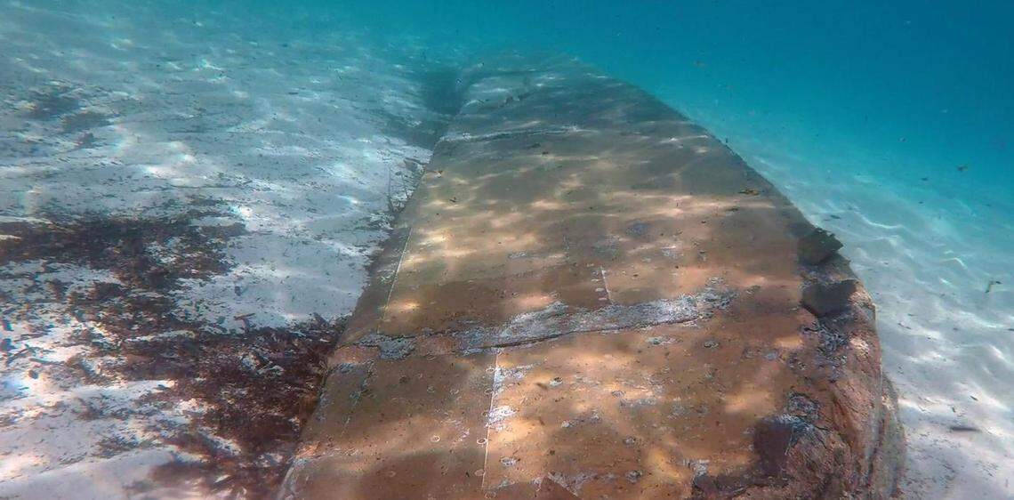 The centuries-old ship rudder found off the coast of Fontane Bianche, Sicily.