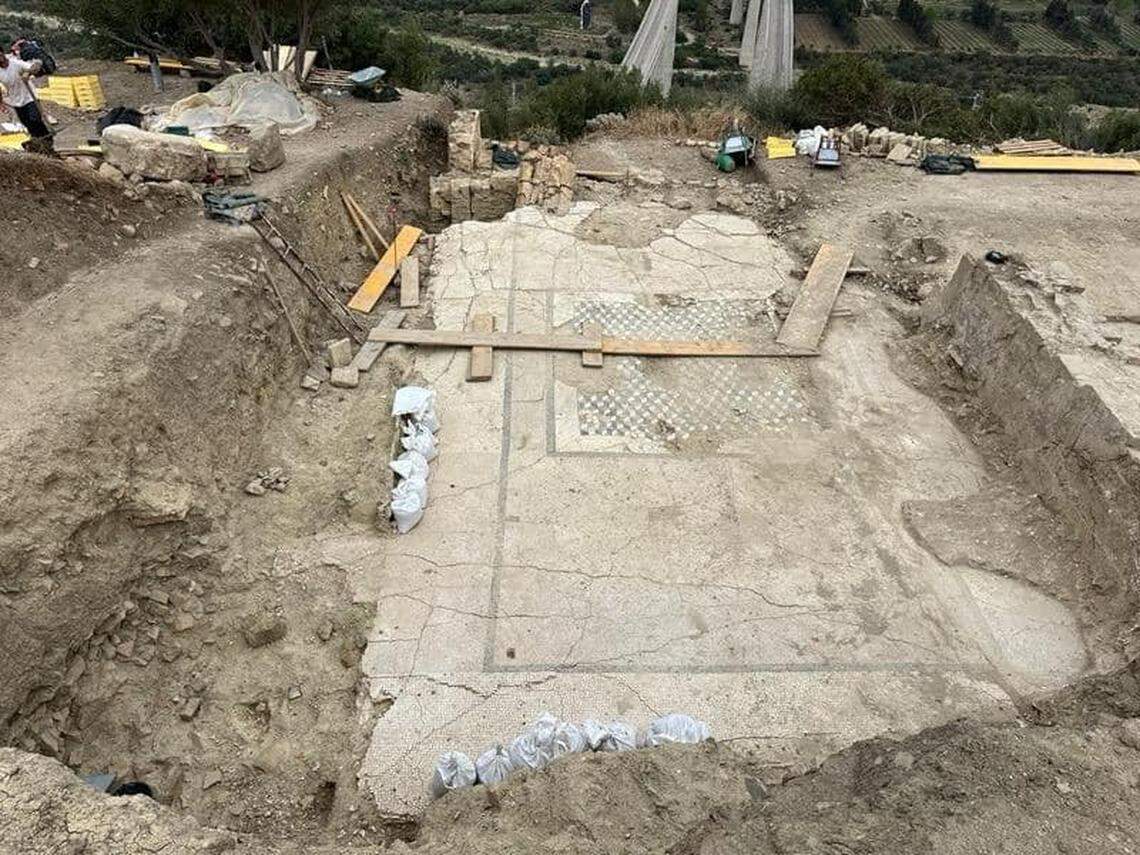 One of the ancient mosaic floors unearthed at Halaesa Arconidea.