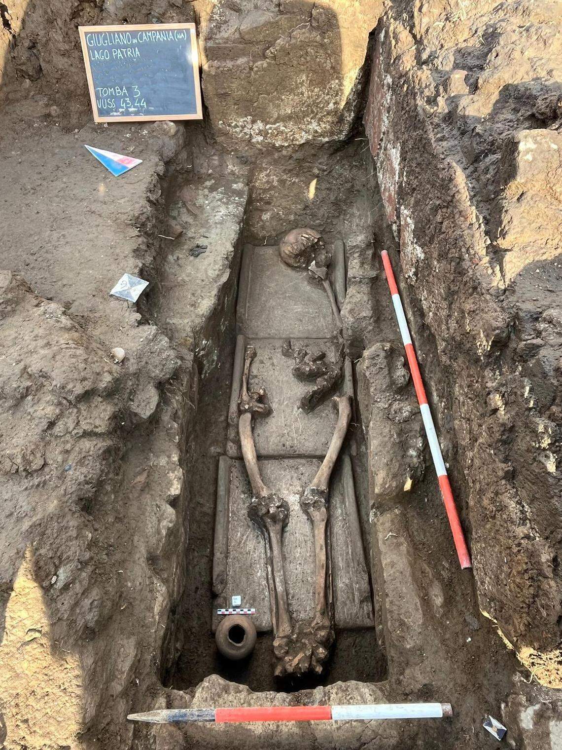 One of the ancient burials found at Liternum.