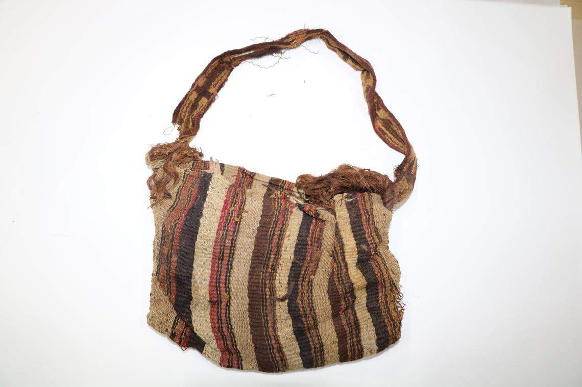 One of the 500-year-old bags found in Puente Piedra district.