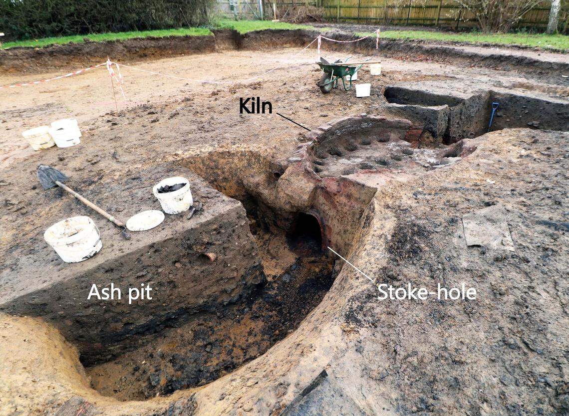 The 500-year-old kiln and related structures found at Sutton VA Primary School.