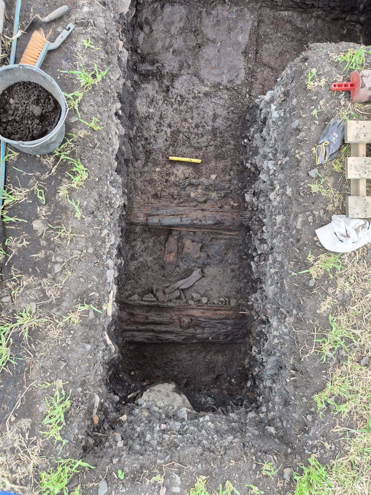 A wooden structure unearthed at the Domkirkeodden site.