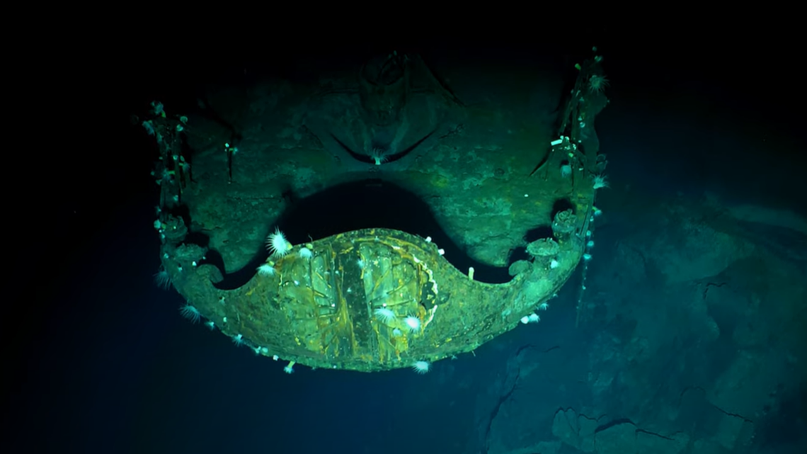 This chrysanthemum emblem was also found on the ship, indicating it belonged to the Japanese emperor, historians say.