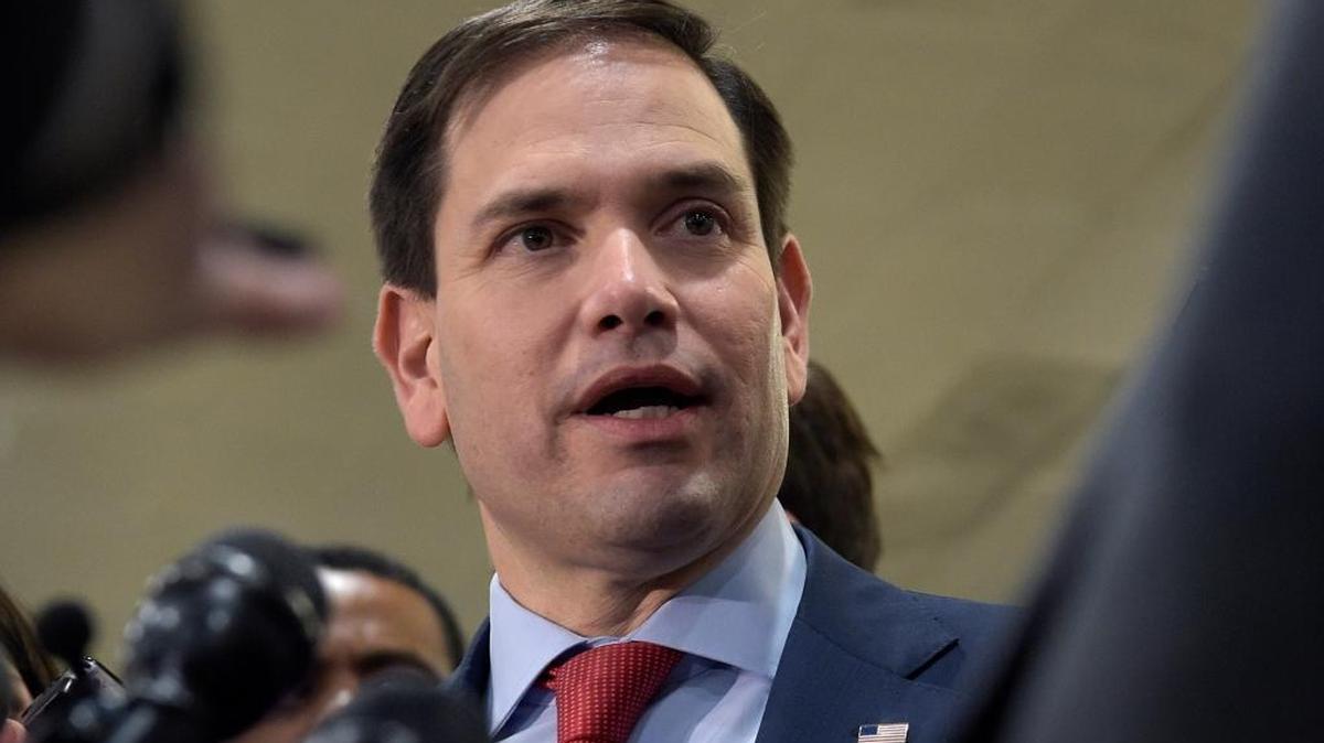 In this April 7, 2017, file photo, Sen. Marco Rubio, R-Fla., speaks to reporters on Capitol Hill in Washington.