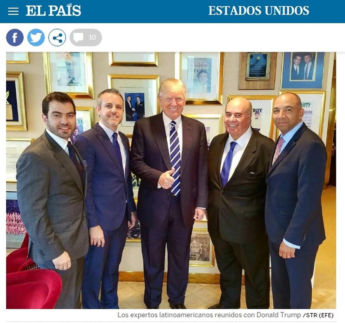 Freddy Balsera, C.J. Gimenez, President-elect Donald Trump, Julio Ligorría and David Duckenfield meet at Trump Tower to discuss Latin America.