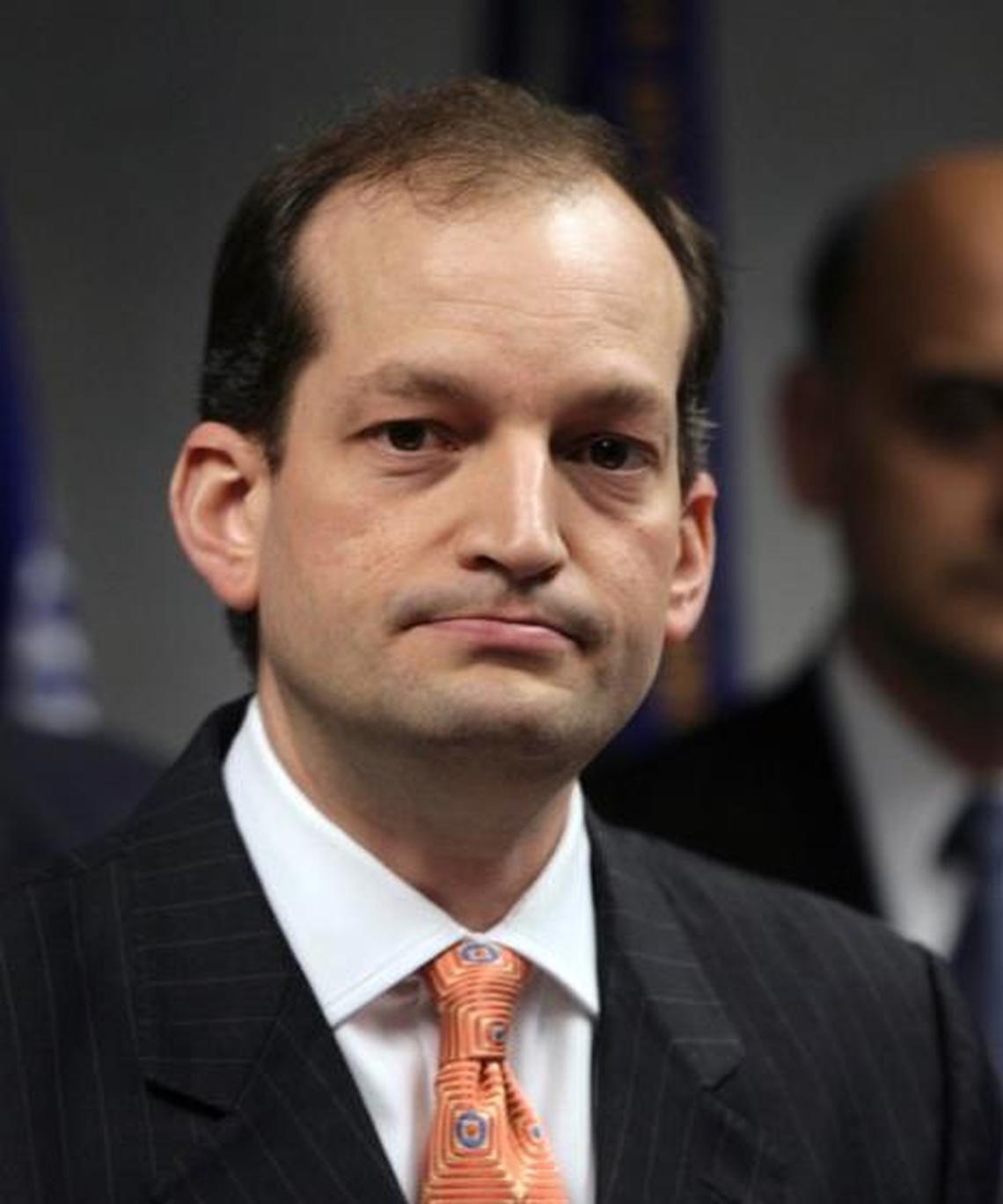 Alex Acosta, pictured here in a 2006 news conference when he was Miami’s U.S. attorney. He is now President Donald Trump’s Secretary of Labor.