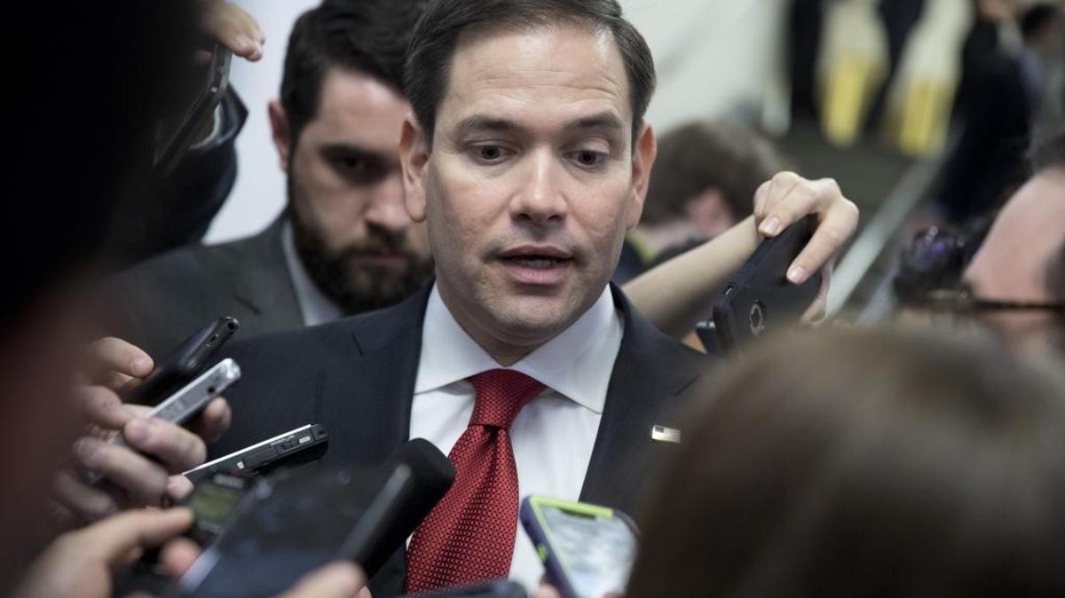 Sen. Marco Rubio (R-FL) speaks to reporters on Capitol Hill in May of last year. Rubio fired his top staffer over the weekend for what he said was evidence of inappropriate behavior with subordinates.