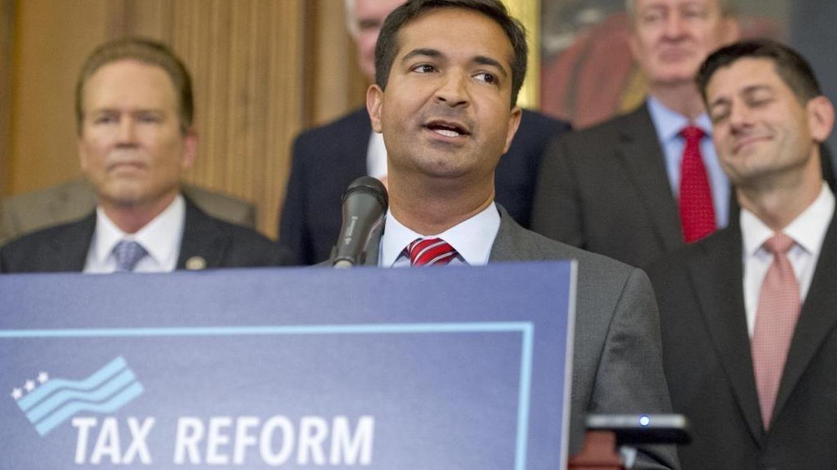Rep. Carlos Curbelo makes remarks as U.S. Senate and House Republicans announce their new tax plan that is endorsed by President Donald Trump in Washington, D.C., on Sept. 27, 2017.