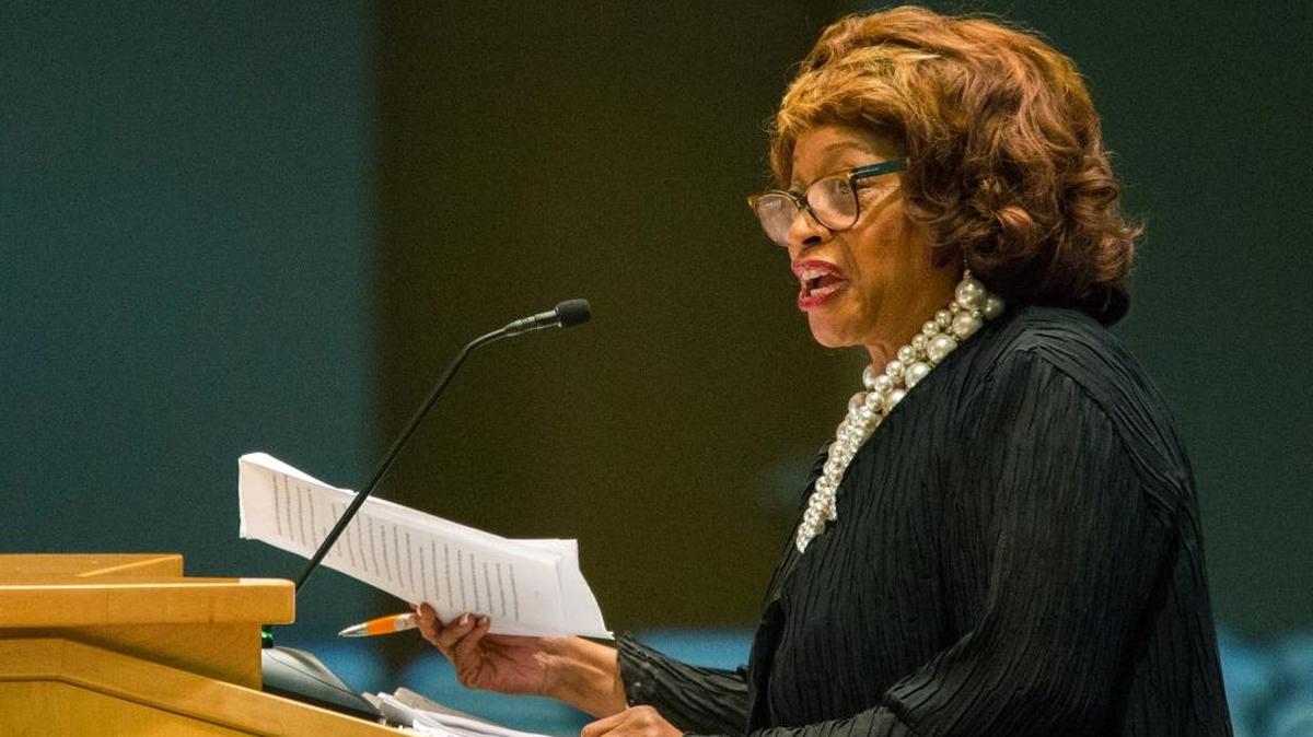 U.S. Rep. Corrine Brown speaks to the Florida House committee on redistricting in Tallahassee, Aug. 13, 2015.