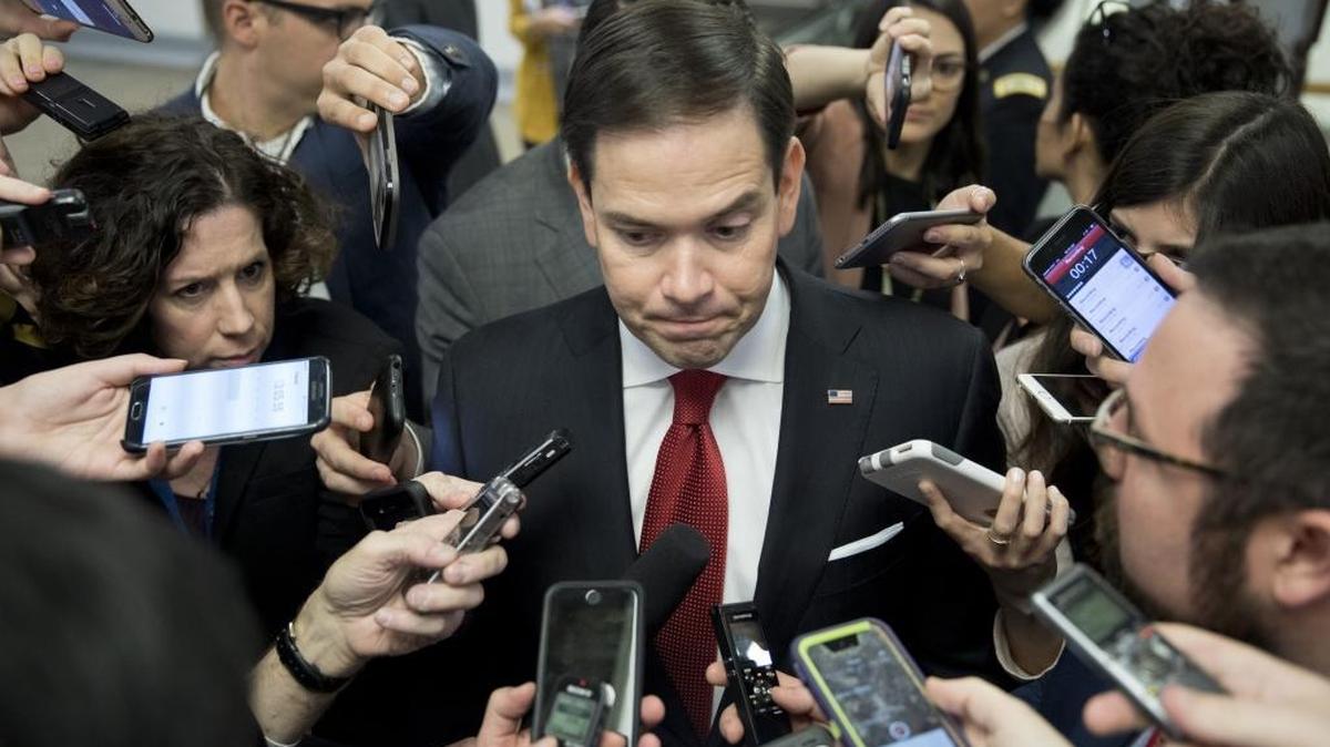 Florida Republican Sen. Marco Rubio speaks to reporters on Capitol Hill on May 10, following the surprise dismissal by President Donald Trump of FBI Director James Comey.