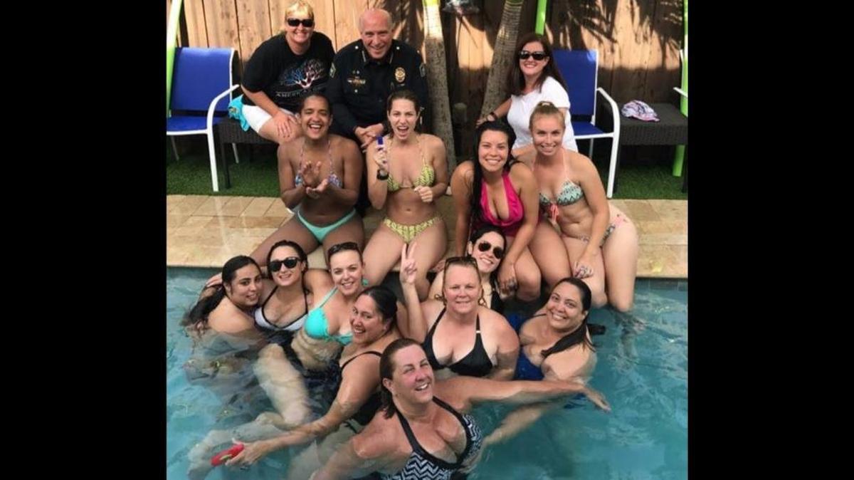 Police Chief Ed Hudak is fighting an anonymous accusation that he acted inappropriately during a pool party for female officers that he was invited to in July. None of the women have told investigators the chief did anything wrong.