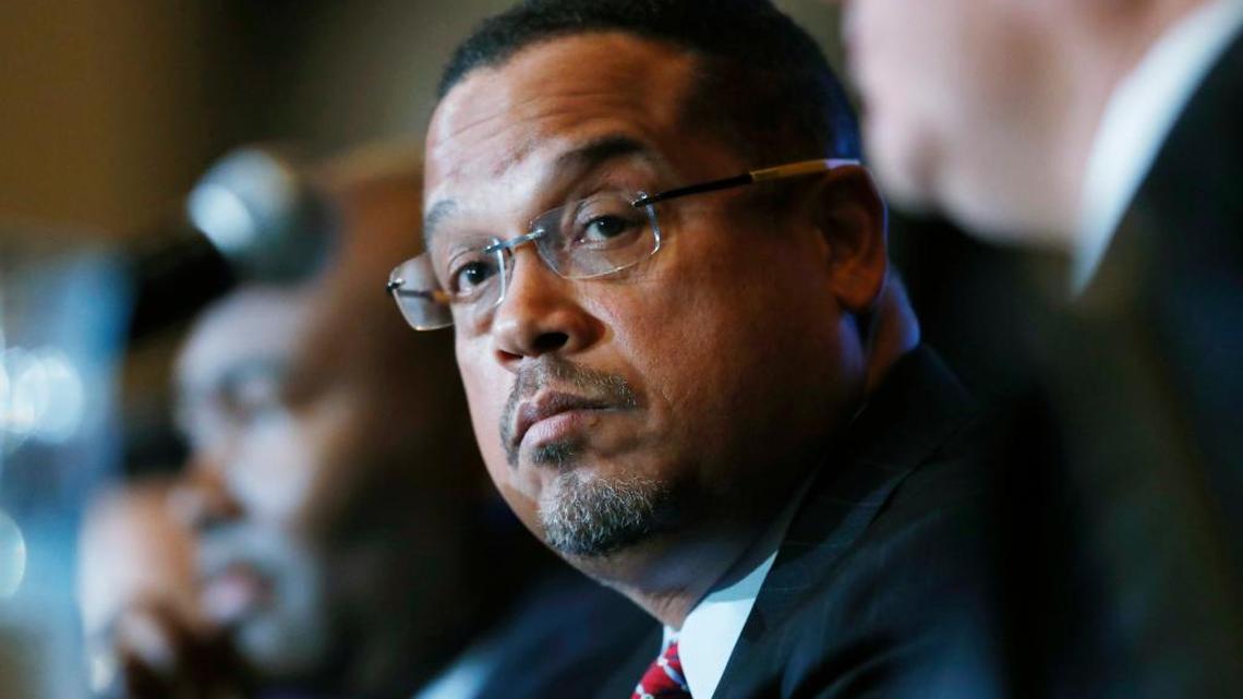 U.S. Rep. Keith Ellison, D-Minn., pictured during a Dec. 2 forum on the future of the Democratic Party in Denver. Ellison said he’ll resign his seat in Congress if he’s picked as DNC chairman in February.