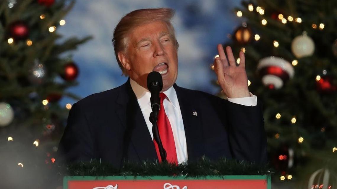 President-elect Donald Trump speaks during a stop on his “USA Thank You Tour 2016” at the Orlando Amphitheater at the Central Florida Fairgrounds on Dec. 16, 2016 in Orlando. Trump has been visiting several states that he won, to thank people for their support during the U.S. election.