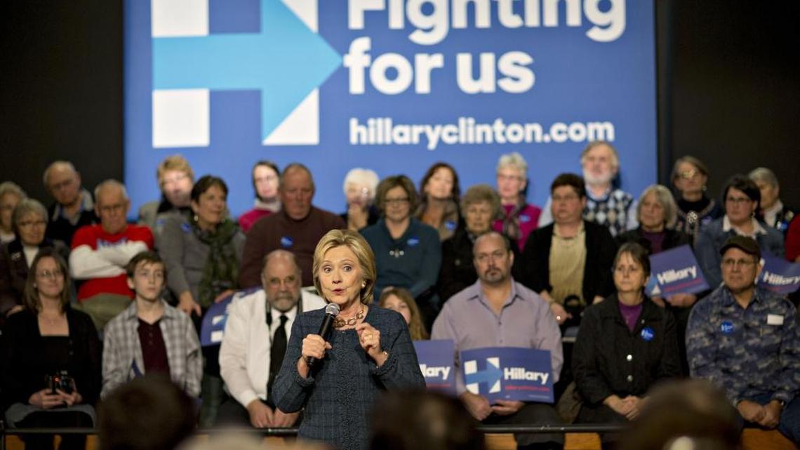 Democratic presidential candidate Hillary Clinton speaks during a campaign event Tuesday in Decorah, Iowa.
