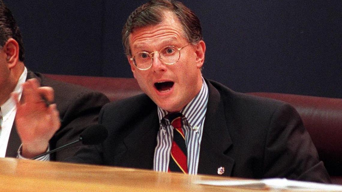 Former Miami-Dade County Commissioner Bruce Kaplan, pictured on the dais in 1996.