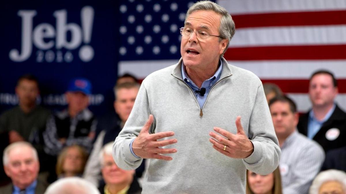 Republican presidential candidate Jeb Bush speaks during a town hall meeting at West Running Brook Middle School in Derry, N.H., on Thursday.