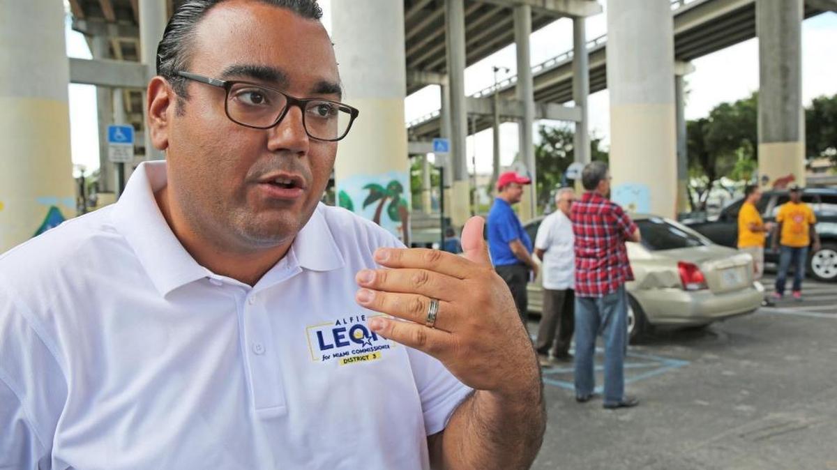 Alfie Leon, at a Little Havana voting station at Jose Marti Park on Tuesday, Nov. 7, 2017.