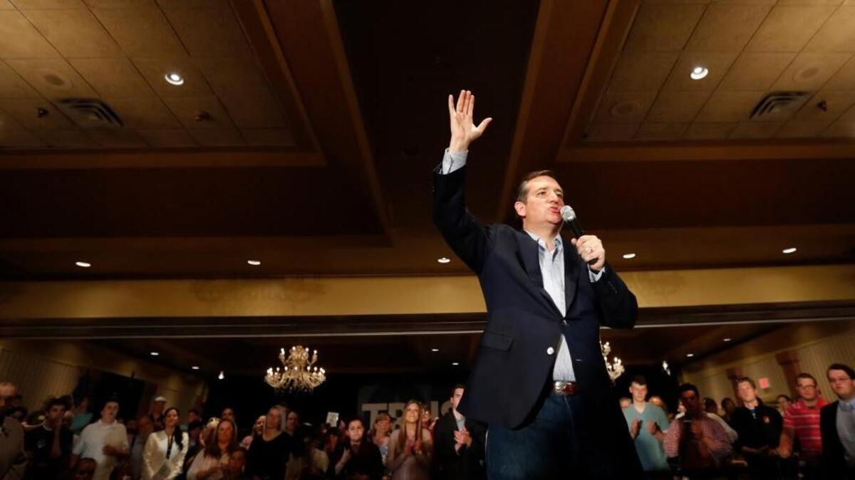 Republican presidential candidate Ted Cruz speaks during a rally Friday in Scranton, Pa.