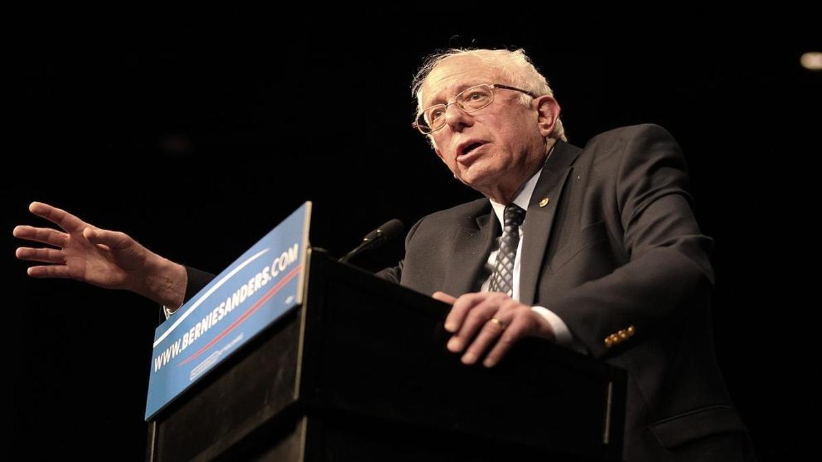 Democratic presidential candidate Bernie Sanders at a Miami rally Tuesday night.