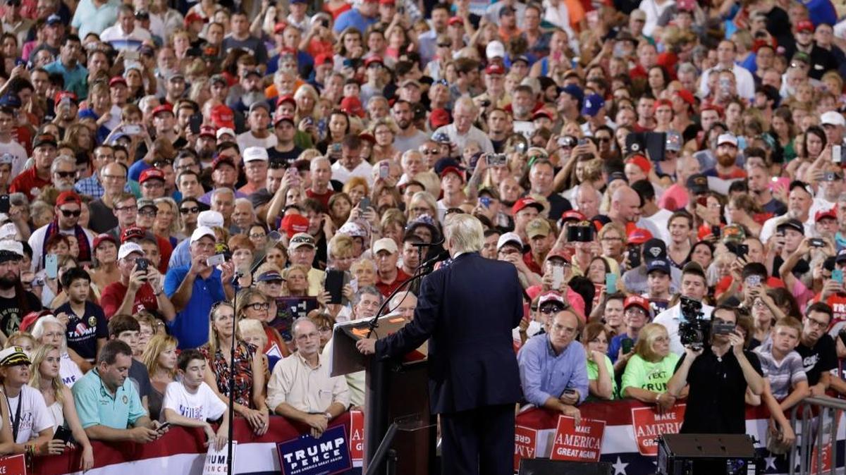 Republican presidential candidate Donald Trump speaks at a rally Tuesday in Melbourne, Fla.