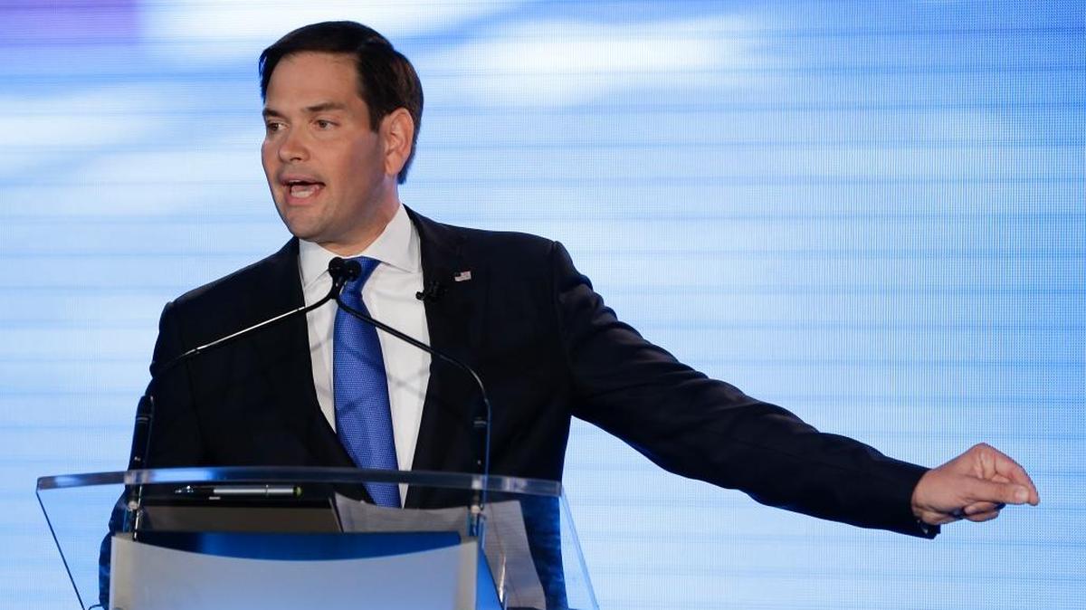 Republican Sen. Marco Rubio speaks during a debate with Democratic Rep. Patrick Murphy at the University of Central Florida, Monday, Oct. 17, 2016, in Orlando.