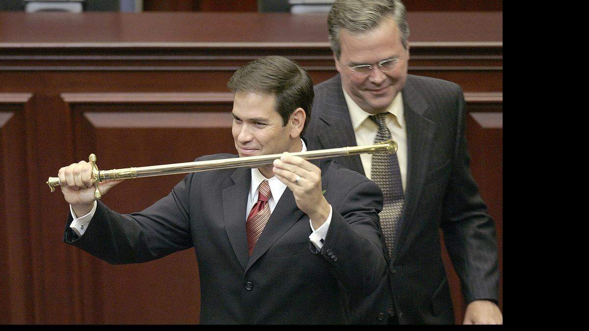 
FRENEMIES FOR NOW: The 2016 presidential campaign might reshape the political friendship between South Florida’s best known Republicans, Jeb Bush and Marco Rubio, who seem to becoming “frenemies.”
