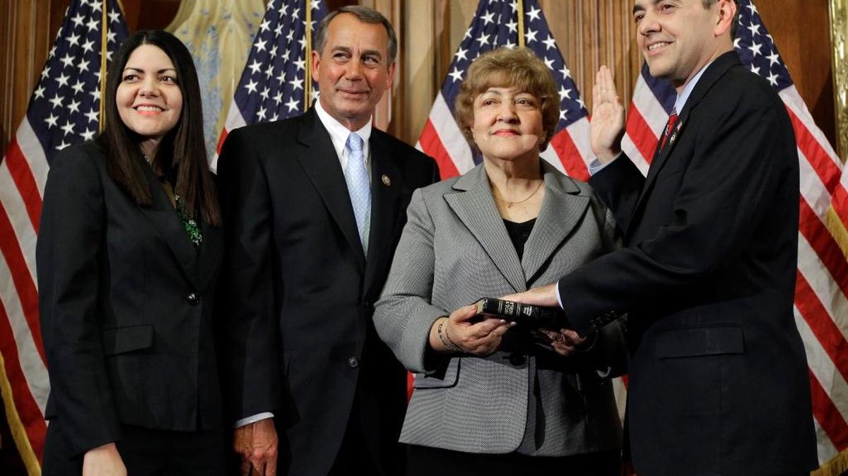 After then-U.S. Rep. David Rivera was sworn into Congress in 2011, he posed with his sister, Diana Rivera McKenzie, his mother, Daisy Magarino, and then-Speaker John Boehner.
