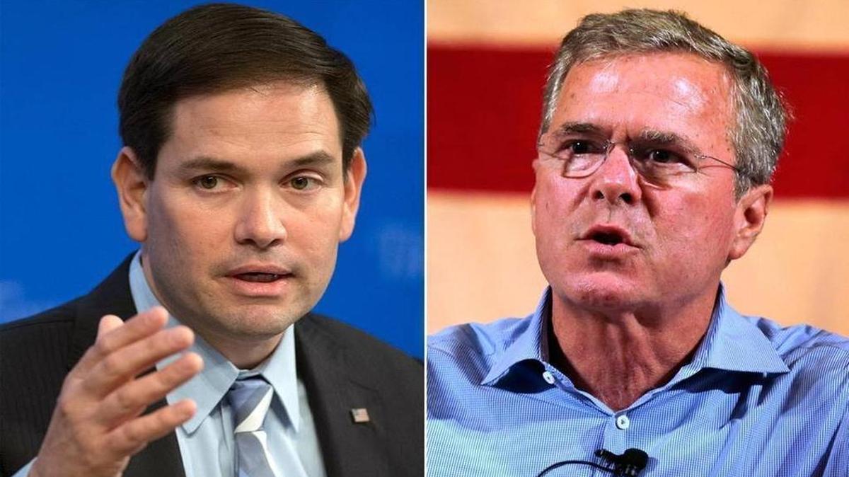 
Marco Rubio and Jeb Bush are stuck in the middle of the Republican primary pack — and fighting for money from the same political donor base
