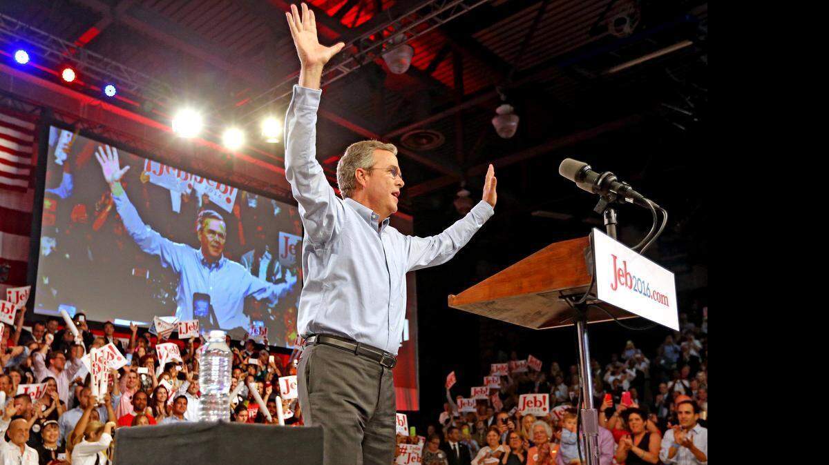 Jeb Bush announces he is running for president at a rally at Miami Dade College on Monday, June 15, 2015. CHARLES TRAINOR JR./MIAMI HERALD STAFF