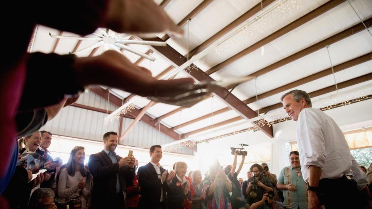 Republican presidential candidate Jeb Bush is introduced to speak at a rally at Summerville Country Club in Summerville, S.C., on Wednesday