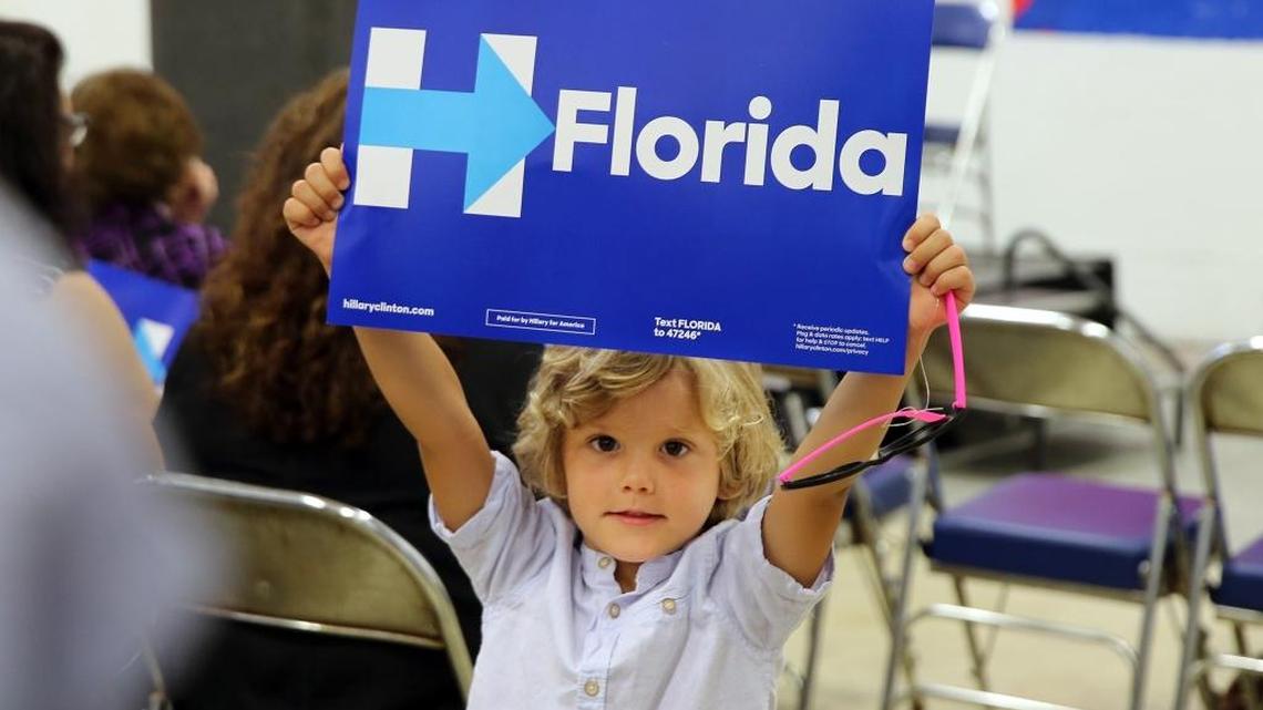 Etienne Lara, 5, was among hundreds of supporters who attended the opening rally at Hillary Clinton’s first Miami field office in Wynwood, Saturday July 09, 2016.