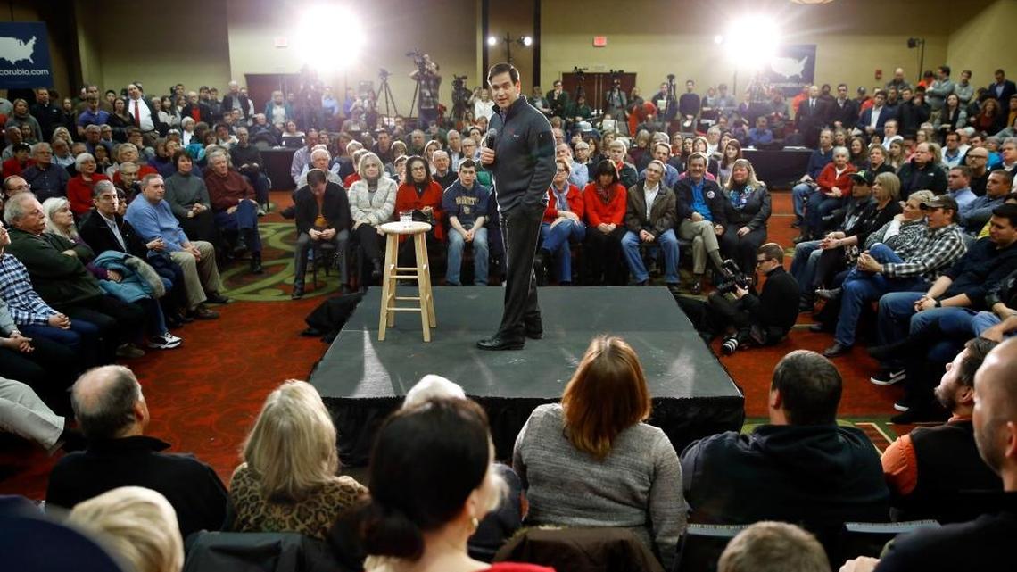 Marco Rubio speaks during a campaign event in West Des Moines on Tuesday.