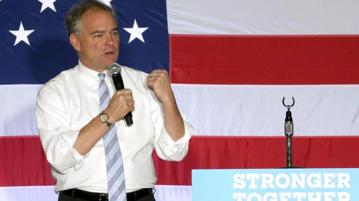 Democratic vice presidential candidate, Tim Kaine, D-Va., speaks at campaign rally at Florida State University, Friday, Oct. 28, 2016, in Tallahassee.