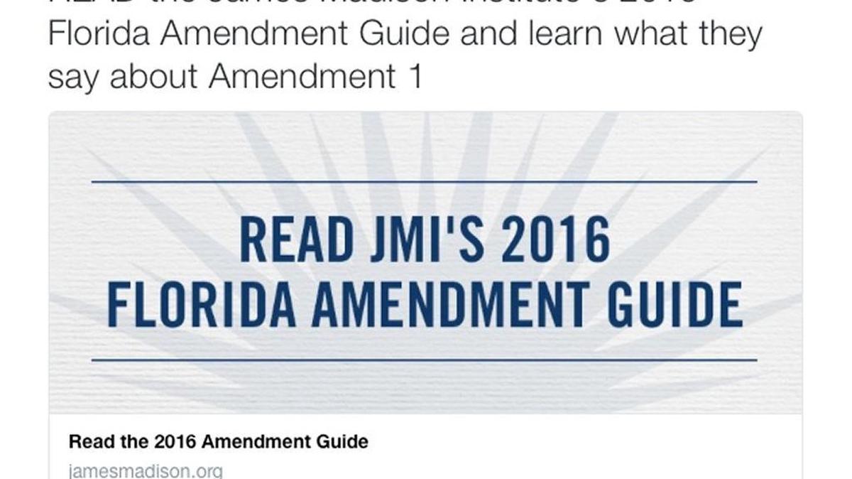 One of several deleted Tweets from Consumers for Smart Solar referring to the James Madison Institute voters guide.
