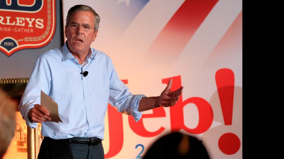 
Republican presidential candidate Jeb Bush speaks during a meet and greet event in Council Bluffs, Iowa on Tuesday.
