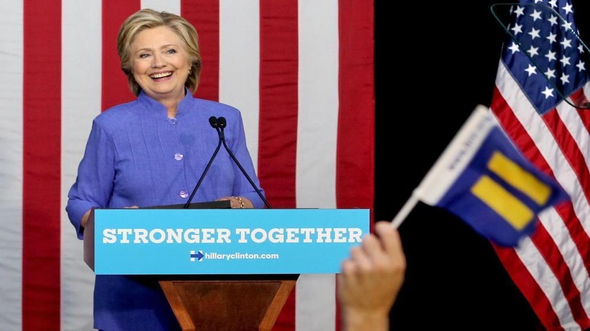 Democratic presidential nominee Hillary Clinton holds a rally at The Manor Complex in Wilton Manors, Fla., on Sunday, Oct. 30, 2016.