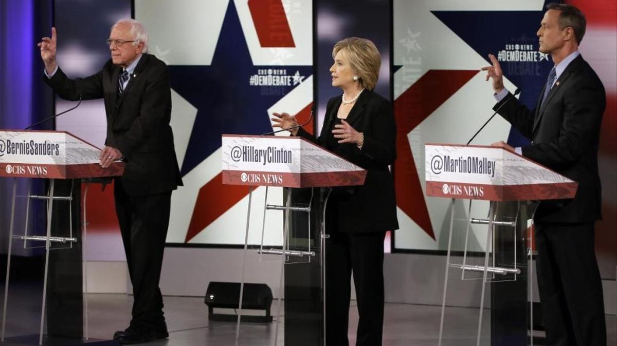 Bernie Sanders, Hillary Clinton and Martin O'Malley debate Nov. 14, 2015, in Iowa.