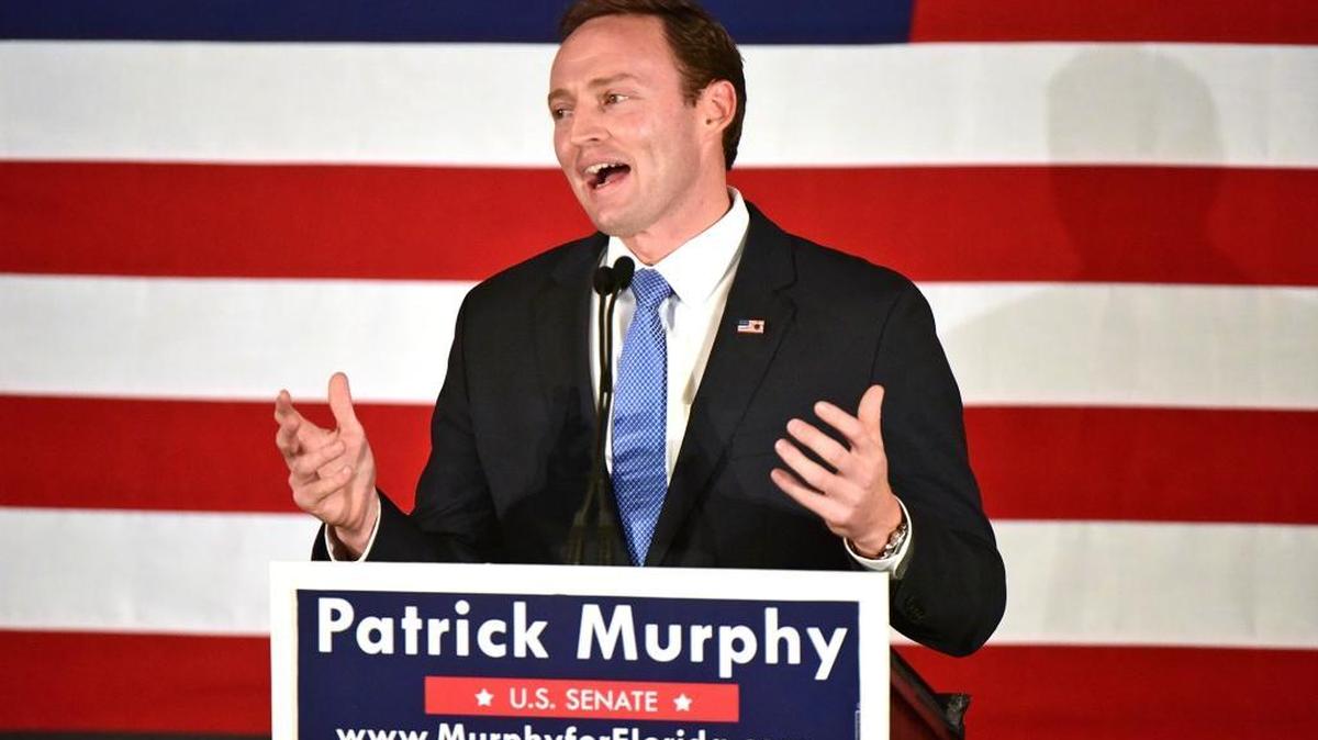 Democratic U.S. Senate candidate and U.S. Rep. Patrick Murphy gives his concession speech following his loss to Sen. Marco Rubio at the Palm Beach Gardens Marriott in Palm Beach Gardens, Fla., on Tuesday, Nov. 8, 2016.