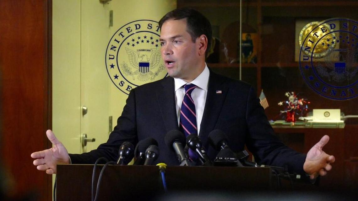 Sen. Marco Rubio speaks to reporters in Doral last week after the deadly Dallas police shootings. The Florida Republican decided last month to seek re-election.