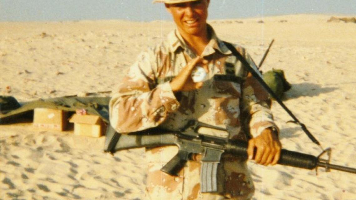 Todd Wilcox is in a defensive position on the Iraqi border before the ground war began in Desert Storm.