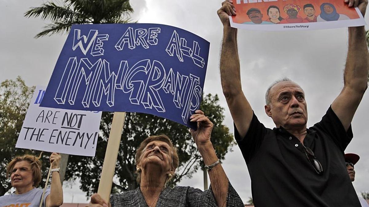 Protesters gathered outside the Broward Transitional Center to protest then-President-elect Donald Trump’s immigration policies in January.
