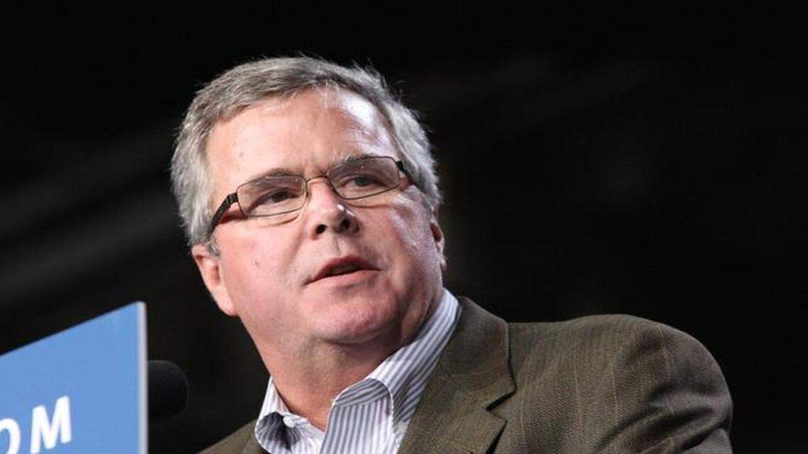 
Former Florida governor Jeb Bush speaks at a campaign event for the republican presidential candidate Mitt Romney at the University of Miami, Wednesday, Oct. 31, 2012, in Coral Gables.
